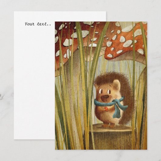 Waterverf paddenstoelen Mooie egel in bos Kaart (Voorkant / Achterkant)