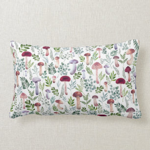 Waterverf paddenstoelen patroon en botanische blad kussen