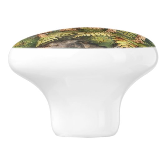 Waterverf paddenstoelen rotsen varens keramische knop (Zijkant)