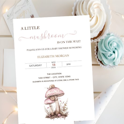 Waterverf Paddenstoelen Snail Baby shower Kaart