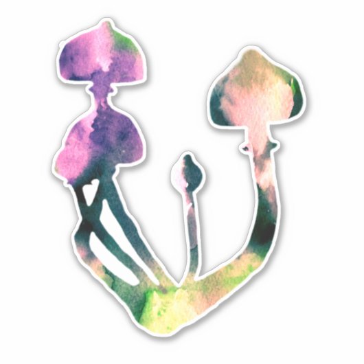 Waterverf paddenstoelen sticker (Voorkant)