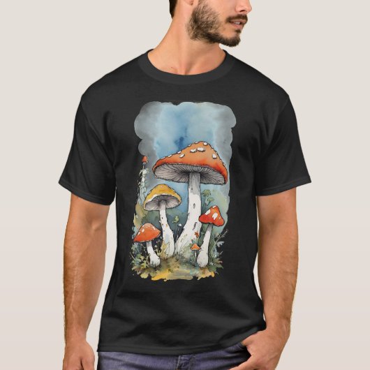 Waterverf paddenstoelen t-shirt (Voorkant)