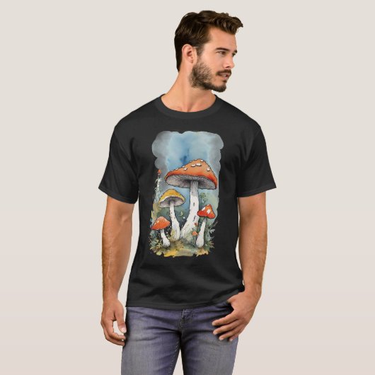 Waterverf paddenstoelen t-shirt (Voorkant volledig)