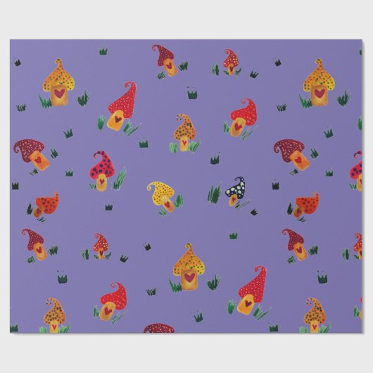 Waterverf paddenstoelen Verpakkingspapier Cadeaupapier (Vlak)