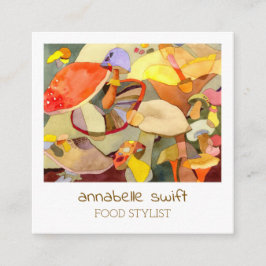 Waterverf paddenstoelen Voedsellijst Vierkante Visitekaartje