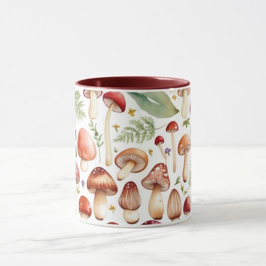 Waterverf paddenstoelenpatroon mok (Midden)