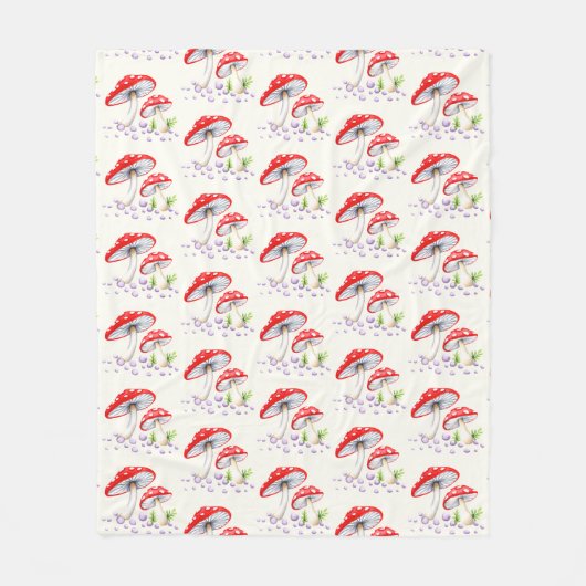 Waterverf paddenstoelpatroon fleece deken (Voorkant)