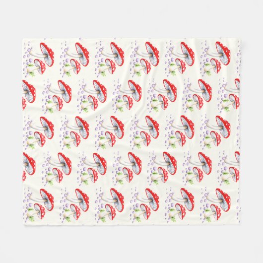 Waterverf paddenstoelpatroon fleece deken (Voorkant (Horizontaal))