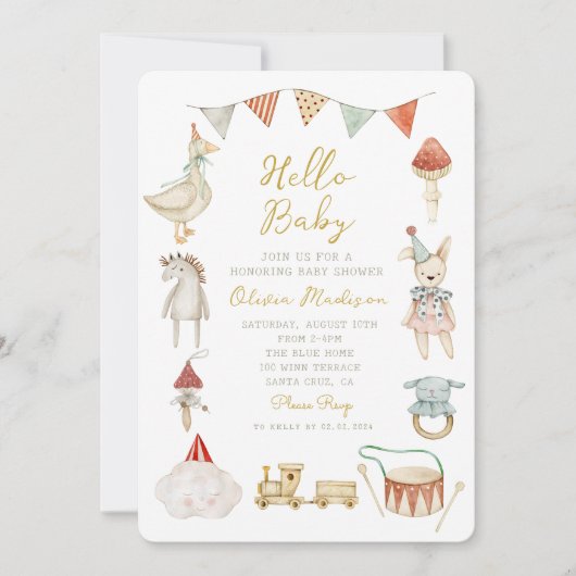 Waterverf Paddestoel en Baby shower Whimsical Kaart (Voorkant)