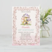 Waterverf Paddestoel Huizen Glitter Lijst Kaart (Staand voorkant)