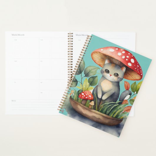 Waterverf Paddestoel Tuin Kat Planner (Display)
