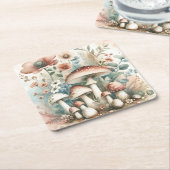 Waterverf  Paddestoelen en bloemen bruiloft Kartonnen Onderzetters (Schuin)