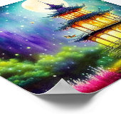 Waterverf pagode poster (Hoek)