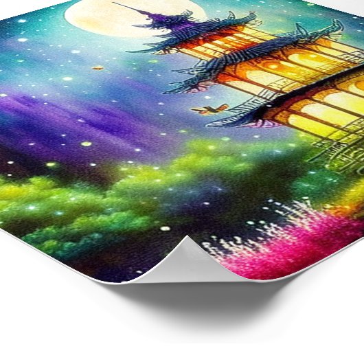 Waterverf pagode poster (Hoek)