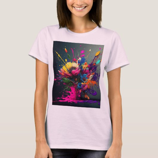 Waterverf Paint Design Meisje T-shirt (Voorkant)