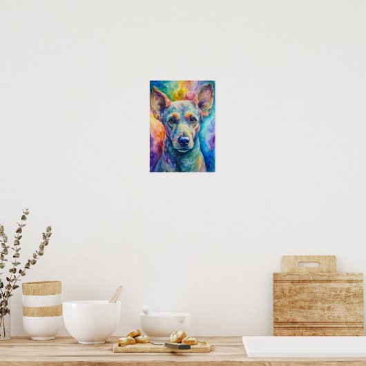 Waterverf Paint Dog Poster (Keuken)
