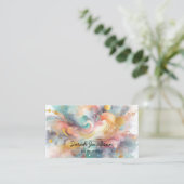 Waterverf Paint Explosion Roze Goud Blauw Visitekaartje (Staand voorkant)