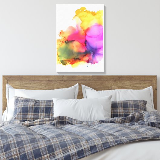 Waterverf Paint Modern Boho Wall Art Canvas Afdruk (Insitu (Slaapkamer))