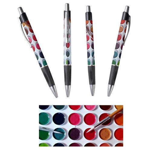 Waterverf Paint Palet Artsy Blauwe Inktpen Pen