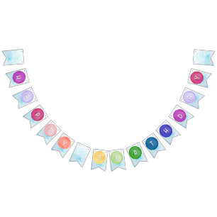 Waterverf Paint Palet Verjaardagsbanner Vlaggetjes