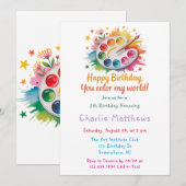 Waterverf Paint Palette Art Verjaardagsfeest Kaart (Voorkant / Achterkant)