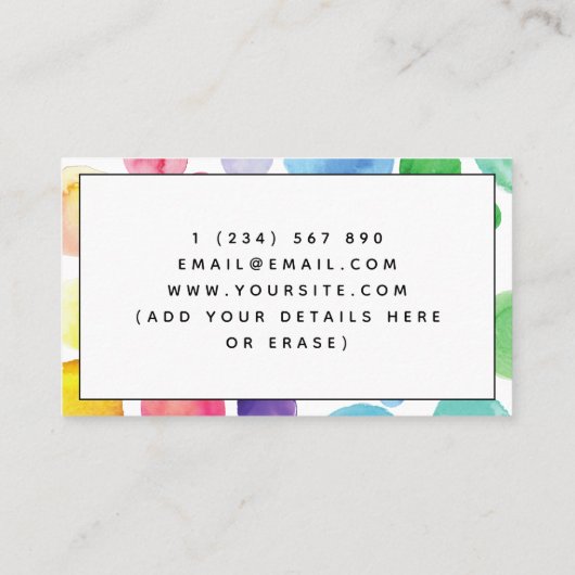 Waterverf Paint Polka Dot Art Therapy Therapeut Visitekaartje (Achterkant)