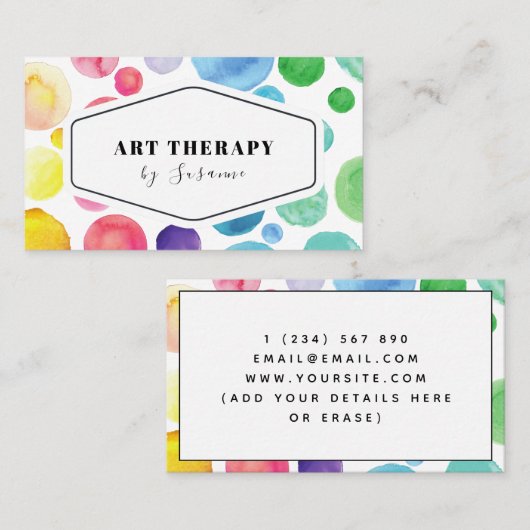 Waterverf Paint Polka Dot Art Therapy Therapeut Visitekaartje (Voorkant / Achterkant)