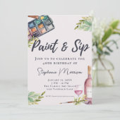 Waterverf Paint & Sip Art Verjaardag Kaart (Staand voorkant)