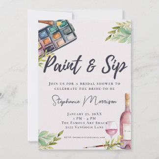 Waterverf Paint & Sip Art Vrijgezellenfeest Kaart