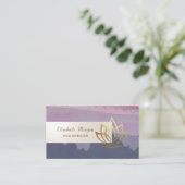 Waterverf Paint Splash, Stripe, Gouden Lotus Visitekaartje (Staand voorkant)