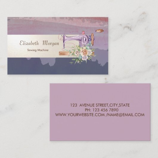 Waterverf Paint Splash, Stripe, Naaimachine Visitekaartje (Voorkant / Achterkant)