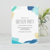 Waterverf Paint Strokes Verjaardagsfeest Kaart (Staand voorkant)