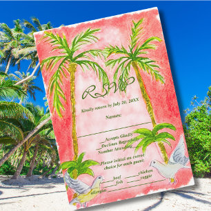 Waterverf Paint Tropical Coral RSVP-kaart Bedankkaart