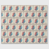 Waterverf Paintbrush and Flowers Cadeaupapier (Vlak)