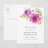 Waterverf Painted Flowers Romantisch Save the Date Aankondigingskaart (Voorkant / Achterkant)