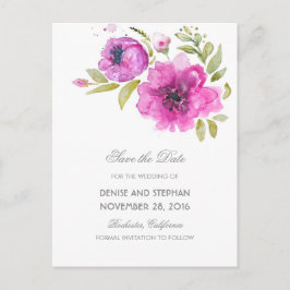 Waterverf Painted Flowers Romantisch Save the Date Aankondigingskaart