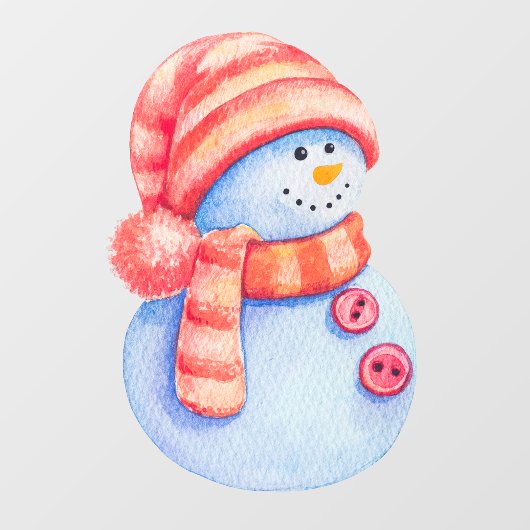 Waterverf Painted Winter Snowman Business Raamsticker (Vel)
