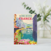 Waterverf Painting Seine Briefkaart Frankrijk (Staand voorkant)