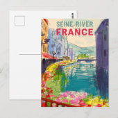 Waterverf Painting Seine Briefkaart Frankrijk (Voorkant / Achterkant)