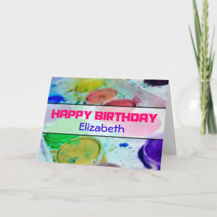 Waterverf Paints Gepersonaliseerde Happy Birthday Kaart