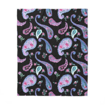 Waterverf Paisley Black Lavender Roze Blauw