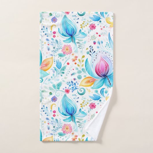 Waterverf Paisley Bloom Pattern Bad Handdoek (Handdoek)