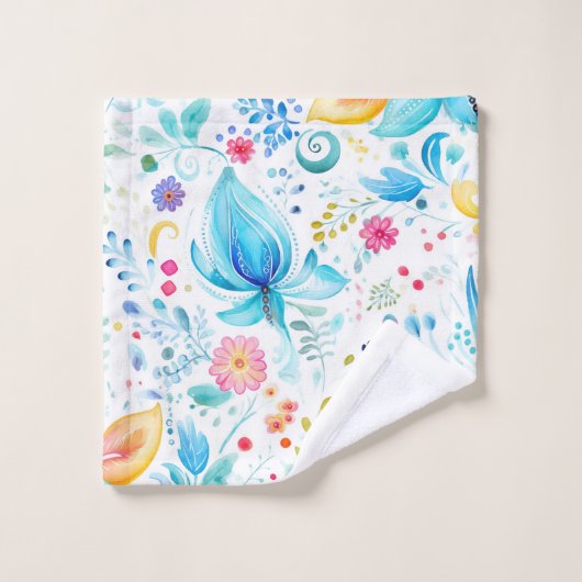 Waterverf Paisley Bloom Pattern Bad Handdoek (Wasdoekje)