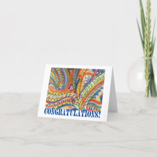 Waterverf Paisley gefeliciteerd Bedankkaart