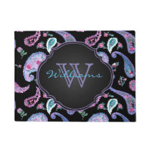 Waterverf Paisley Zwart Lavendel Monogram