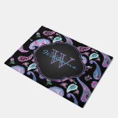 Waterverf Paisley Zwart Lavendel Monogram Deurmat (Schuin)