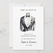 Waterverf Pak Bruidsjonker Voorstel verzoek Kaart (Voorkant)