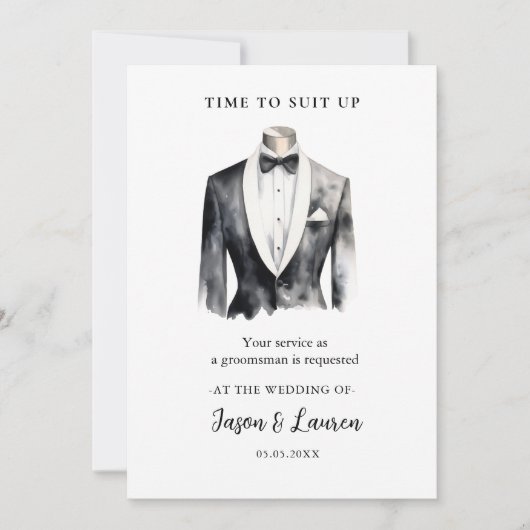 Waterverf Pak Bruidsjonker Voorstel verzoek Kaart (Voorkant)