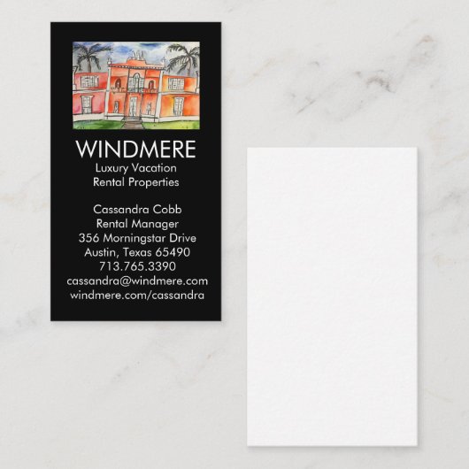 Waterverf Palace Real Estate Agent Manager Broker Visitekaartje (Voorkant / Achterkant)