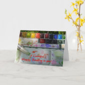 Waterverf Palet en Penseel Happy Birthday Kaart (Gele Bloem)